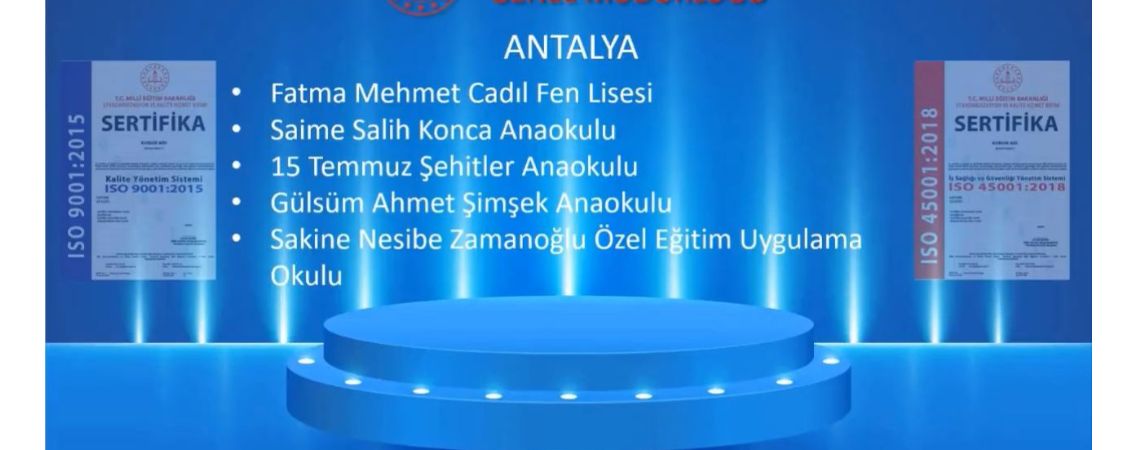 FEN LİSESİNE BAKANLIKTAN SERTİFİKA